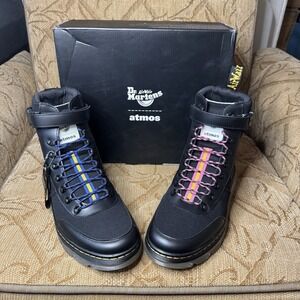 Men's 9 / Women's 10 - Dr Martens Combs Tech Atmos‎ Black Blue Pink Lace Boots